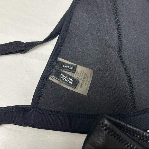 Black Leather Triangl Bathingsuit - Picture 4 of 4